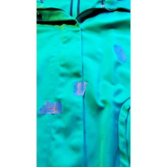 St. John Woman Teal Green Windbreaker Size L Zipper Snaps Pockets FLAW SNAGS - Picture 15 of 16